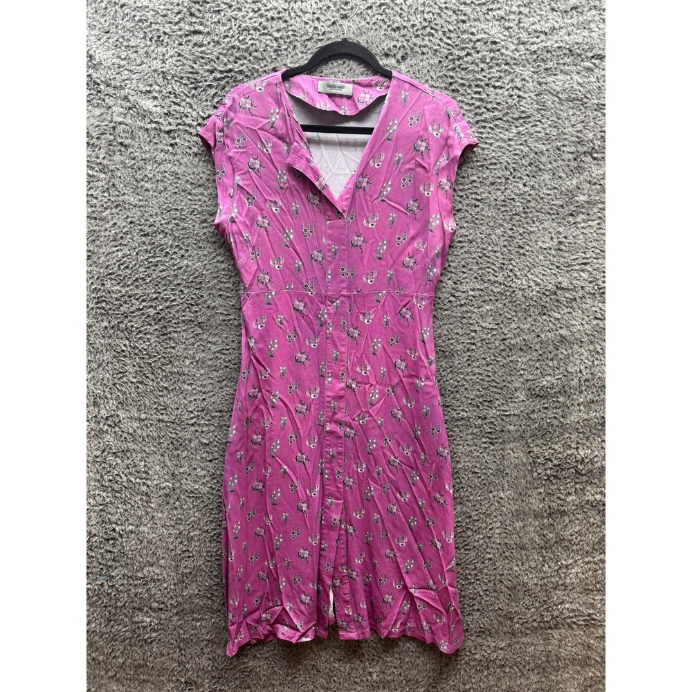 Rachel Comey Floral Printed V-Neck Short Sleeve Midi Dress Pink Womens Size 8
